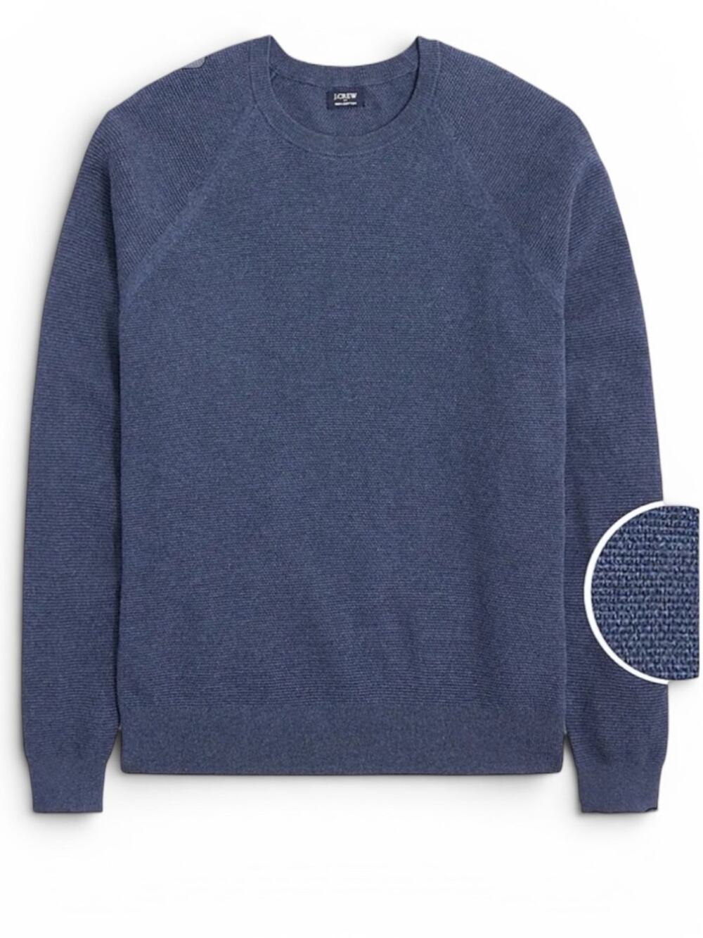 J.Crew Textured Cotton Crewneck Sweater Heather Navy NWT Sz Small Knit Pullover